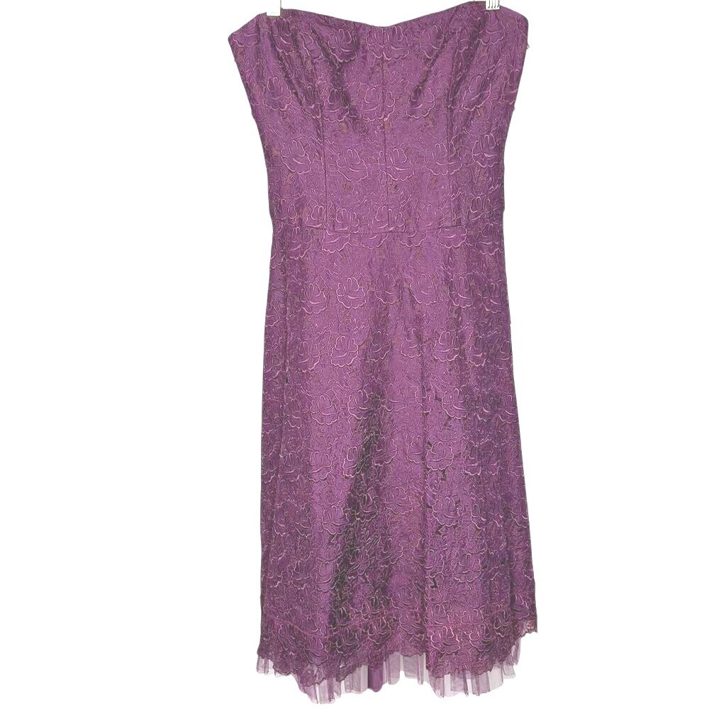 Nicole Miller strapless dress- size 4- maroon, lace,knee‎ length
